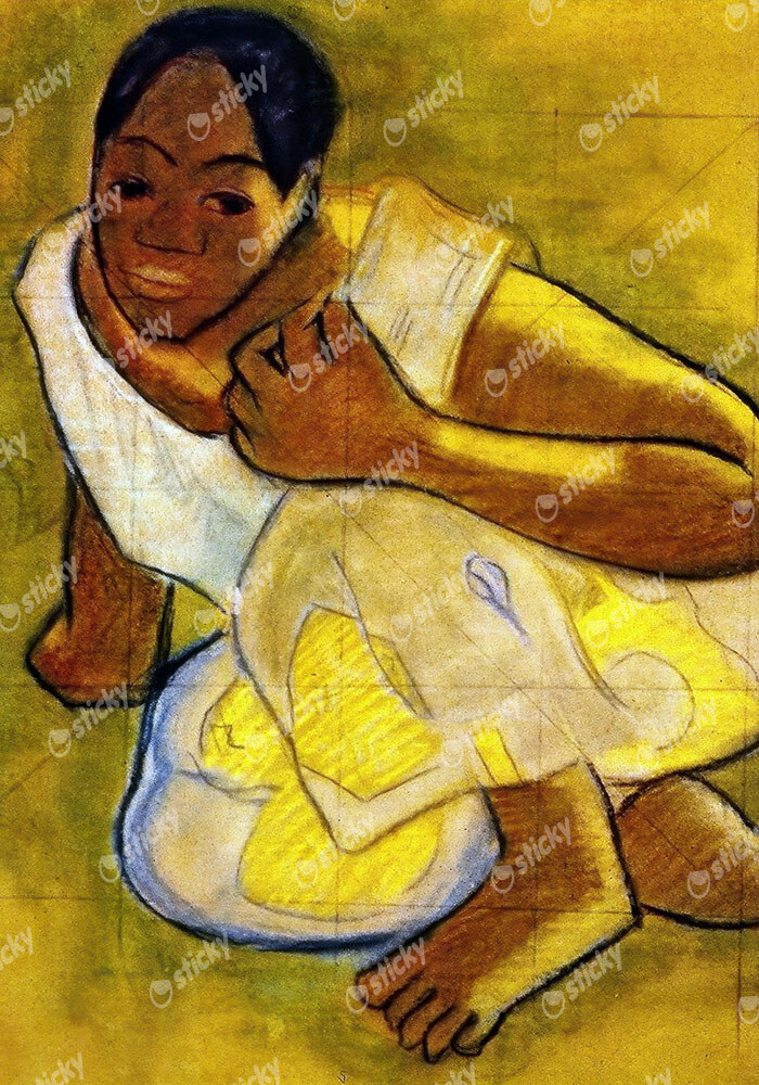 Πινακας σε καμβά PAUL GAUGUIN - CROUCHING TAHITIAN GIRL