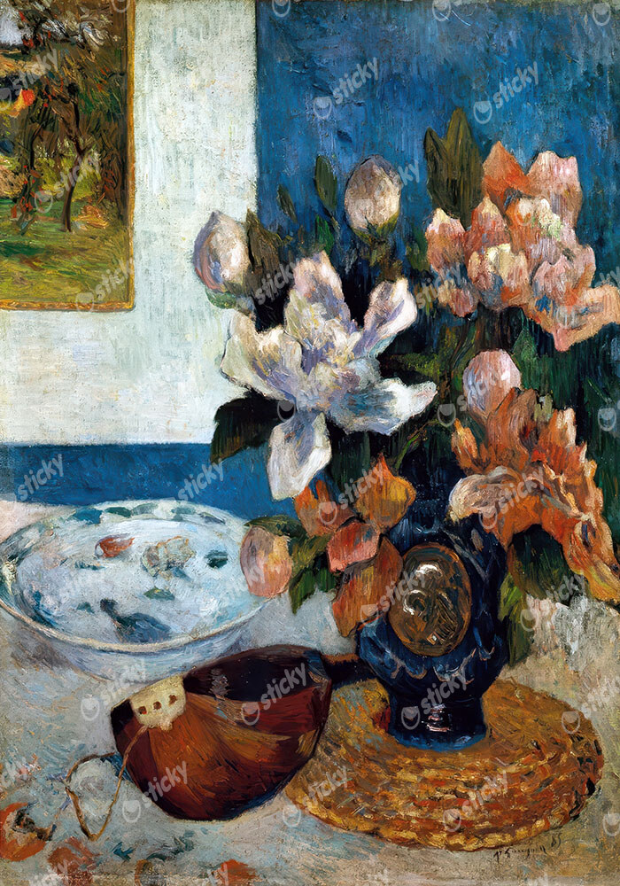 Πινακας σε καμβά PAUL GAUGUIN - STILL LIFE WITH CHINESE PEONIES AND MANDOLIN