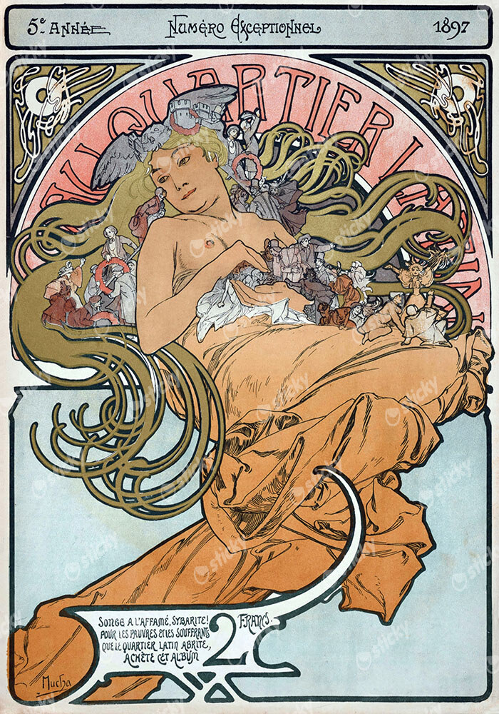 Πινακας σε καμβά ALPHONSE MUCHA - AU QUARTIER LATIN