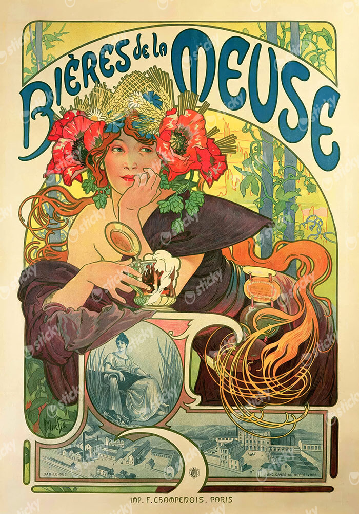 Πινακας σε καμβά ALPHONSE MUCHA - BEERS OF THE MEUSE