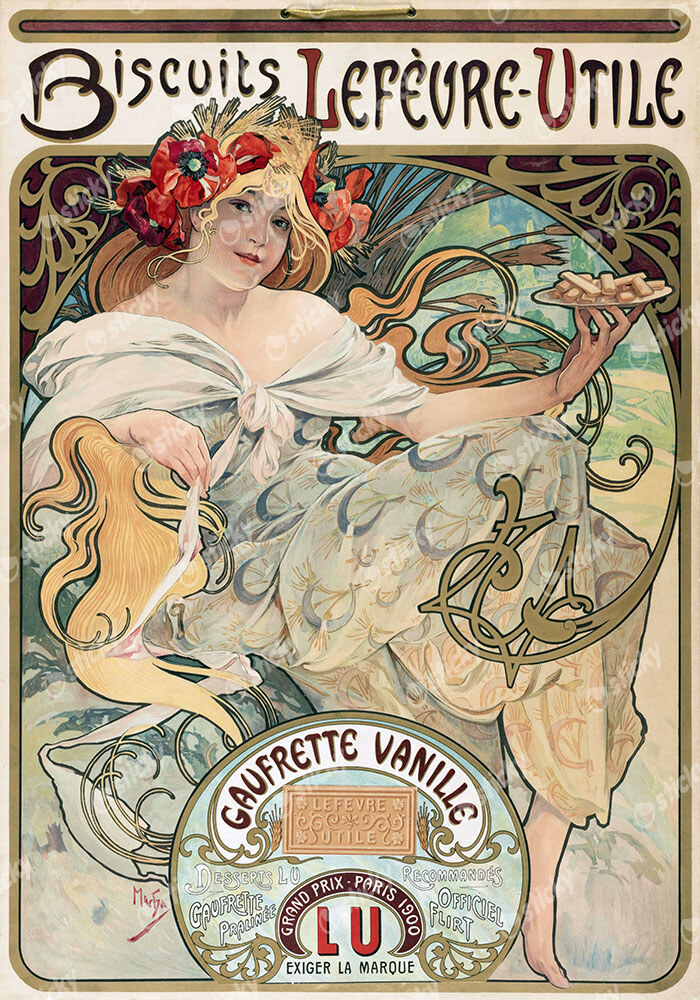 Πινακας σε καμβά ALPHONSE MUCHA - BISCUITS LEFEVRE UTILE