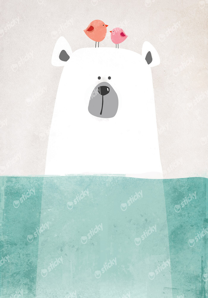 Πινακας σε καμβά POLAR BEAR IN WATER ART