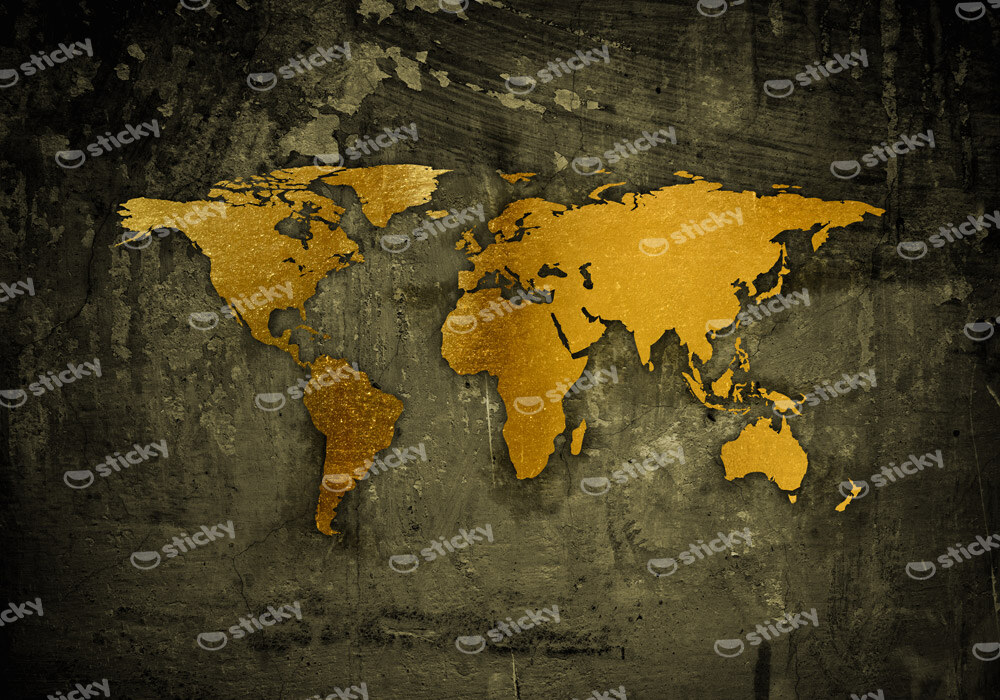Πινακας σε καμβά GOLDEN WORLD MAP