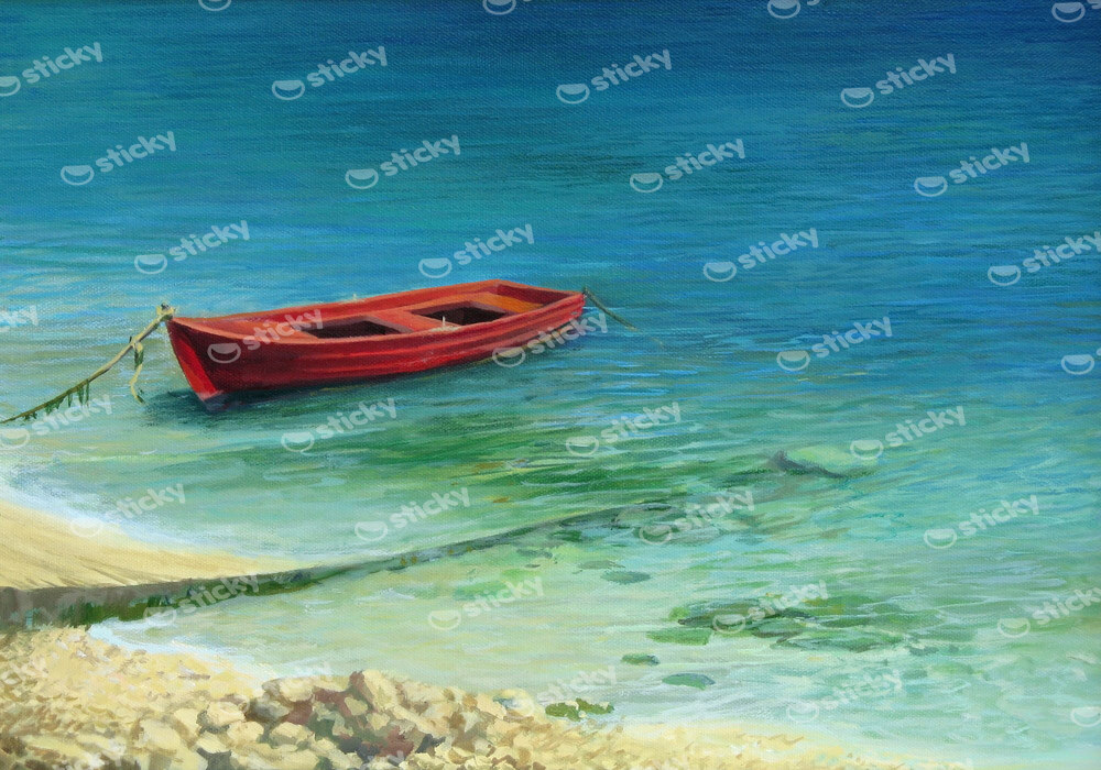 Πινακας σε καμβά RED FISHING BOAT
