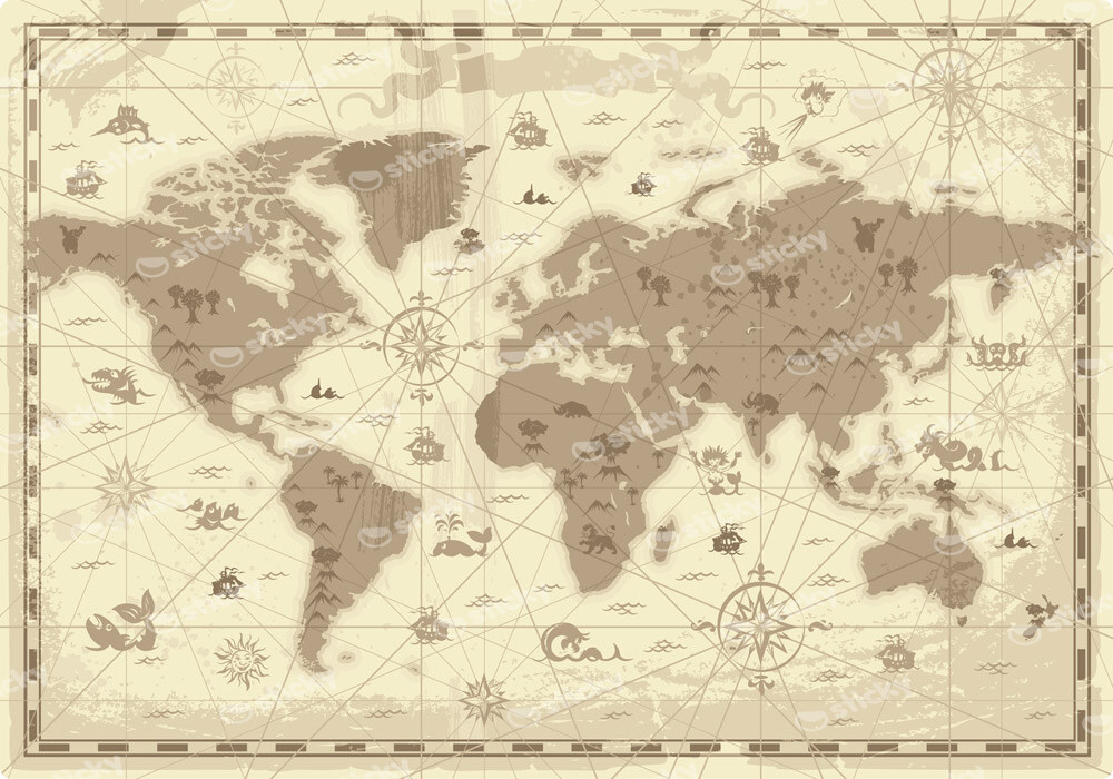 Πινακας σε καμβά RETRO STYLED WORLD MAP