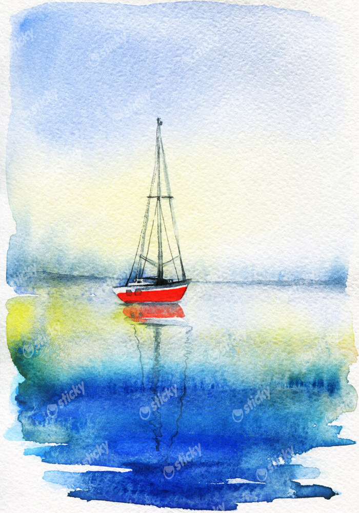 Πινακας σε καμβά SEA WATERCOLOR PAINTING