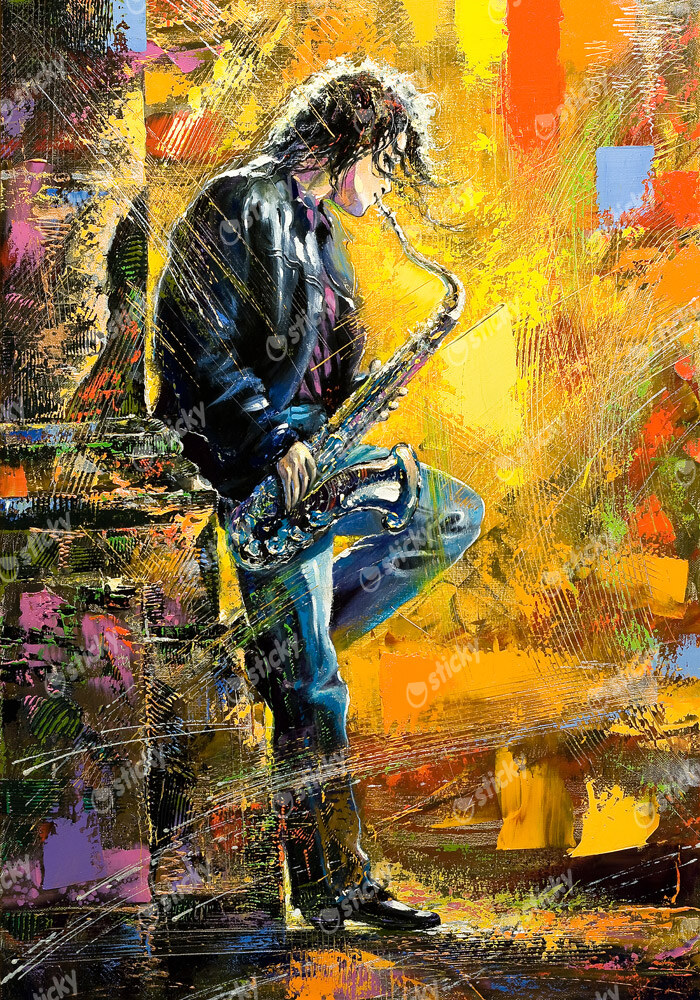 Πινακας σε καμβά YOUNG GUY PLAYING A SAXOPHONE