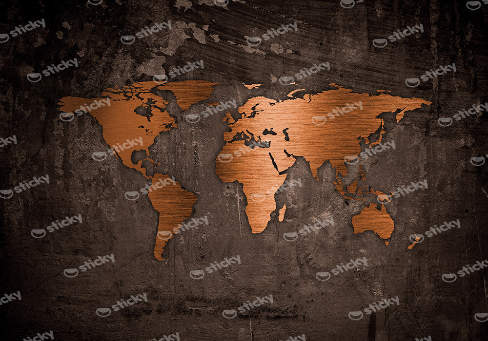 Πινακας σε καμβά BRONZE WORLD MAP