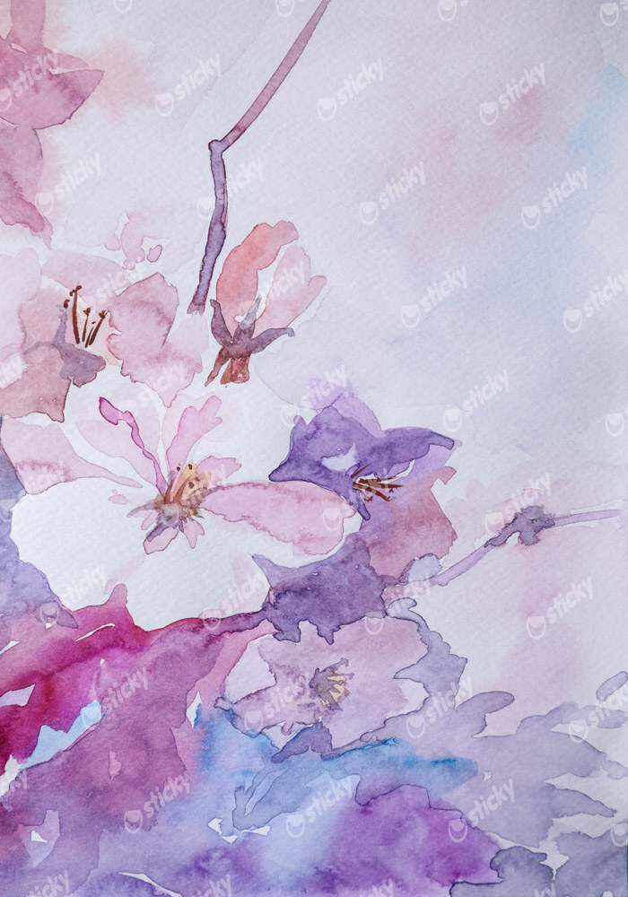 Πινακας σε καμβά PINK FLOWERS WATERCOLOR