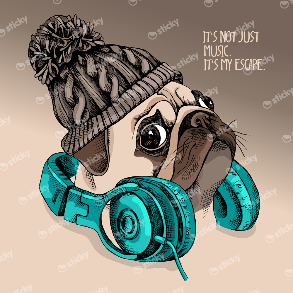 Πίνακας σε καμβά PUG PUPPY KNITTED HIPSTER HAT