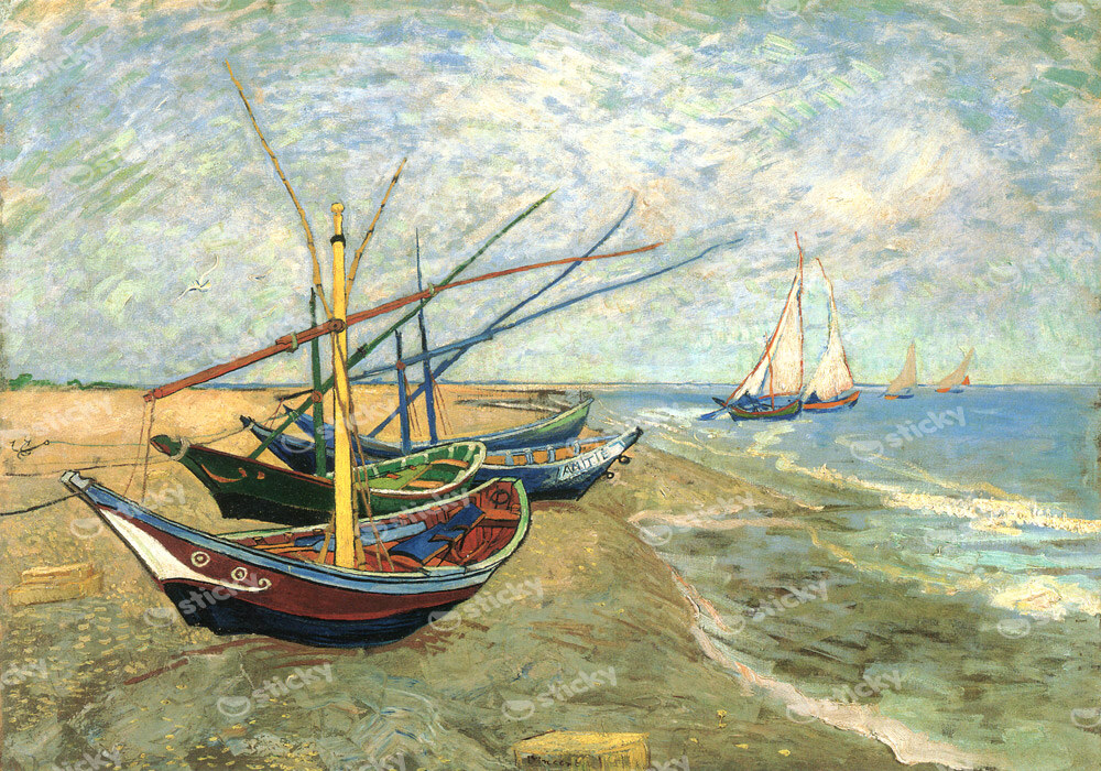 Πινακας σε καμβά VAN GOGH - FISHING BOATS ON THE BEACH AT SAINTES-MARIES