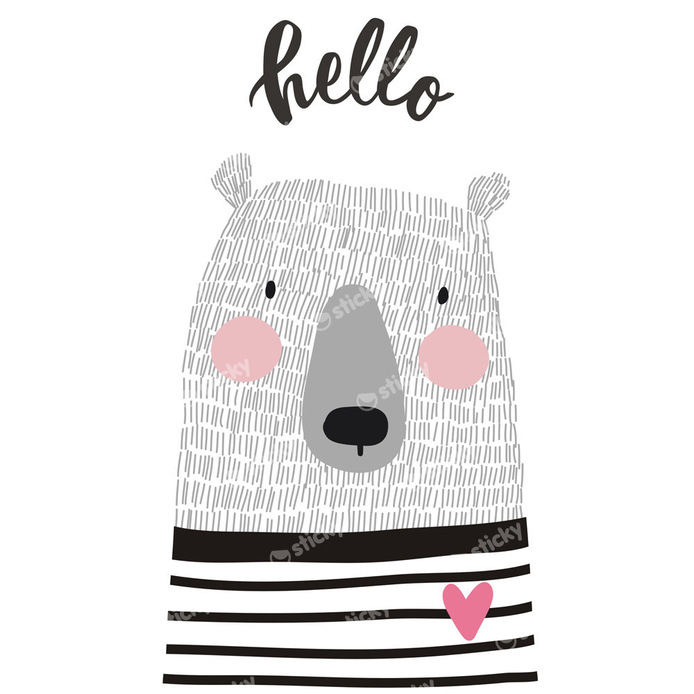 Πίνακας σε καμβά CUTE CARD HAND DRAWN BEAR