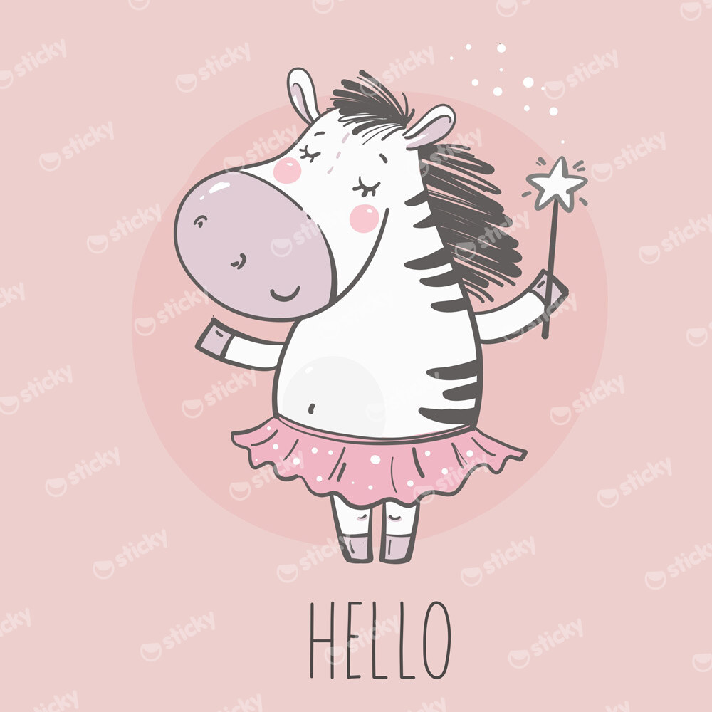 Πίνακας σε καμβά CUTE LITTLE ZEBRA PRINCESS
