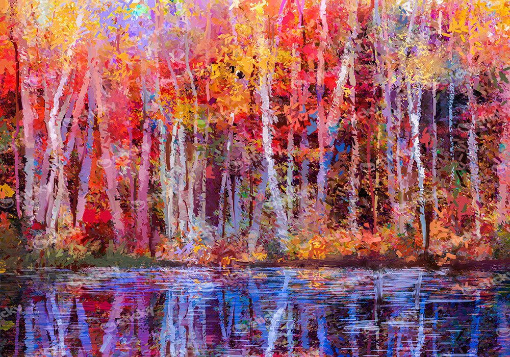 Πινακας σε καμβά COLORFUL TREE REFLECTION