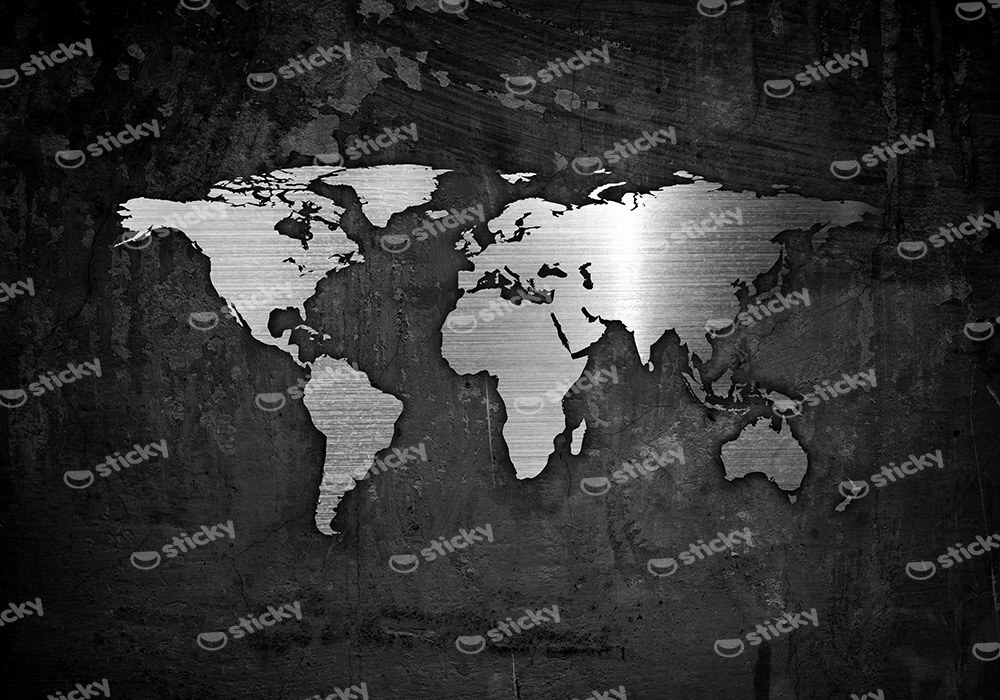 Πινακας σε καμβά SILVER WORLD MAP