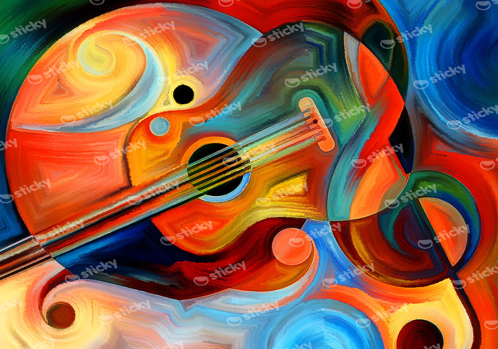 Πινακας σε καμβά COLOURFUL ABSTRACT GUITARS