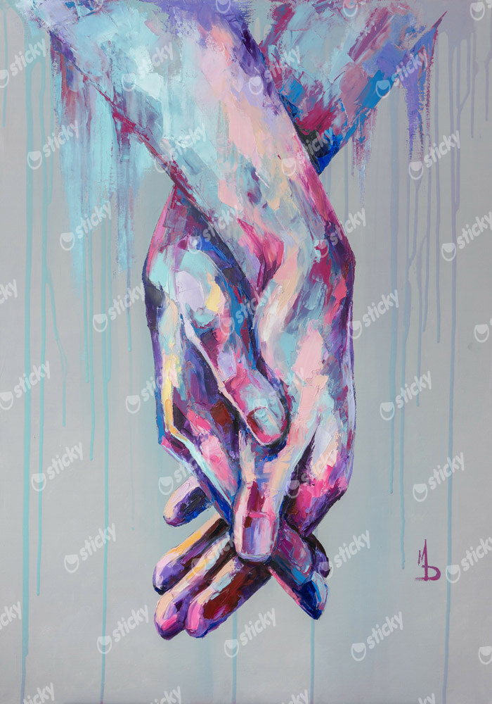 Πινακας σε καμβά HOLDING HANDS OIL PAINTING