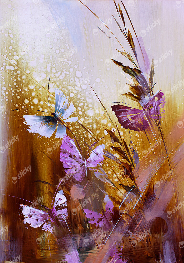 Πινακας σε καμβά PURPLE BUTTERFLIES