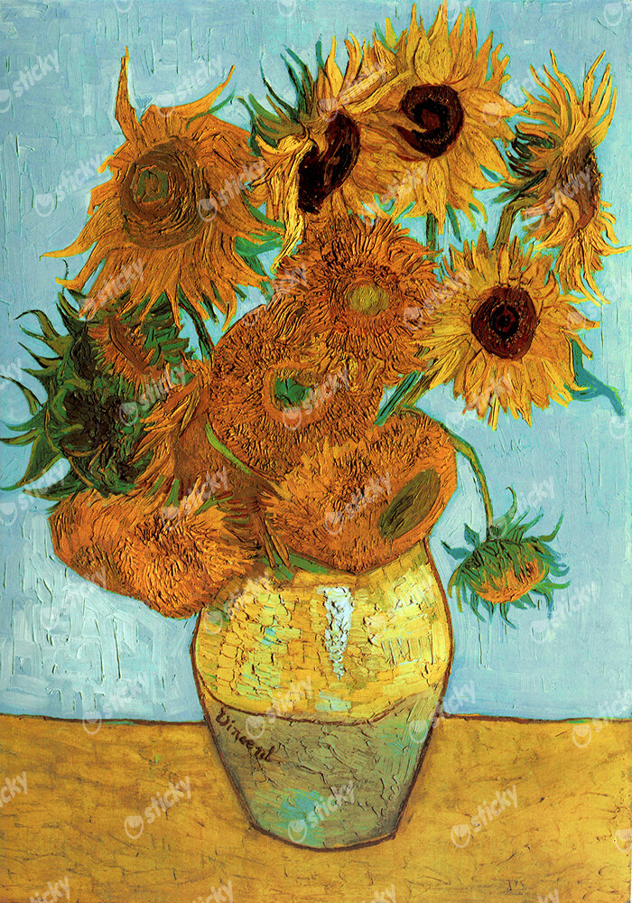 Πινακας σε καμβά Πίνακας VAN GOGH - SUNFLOWERS TURQUOISE