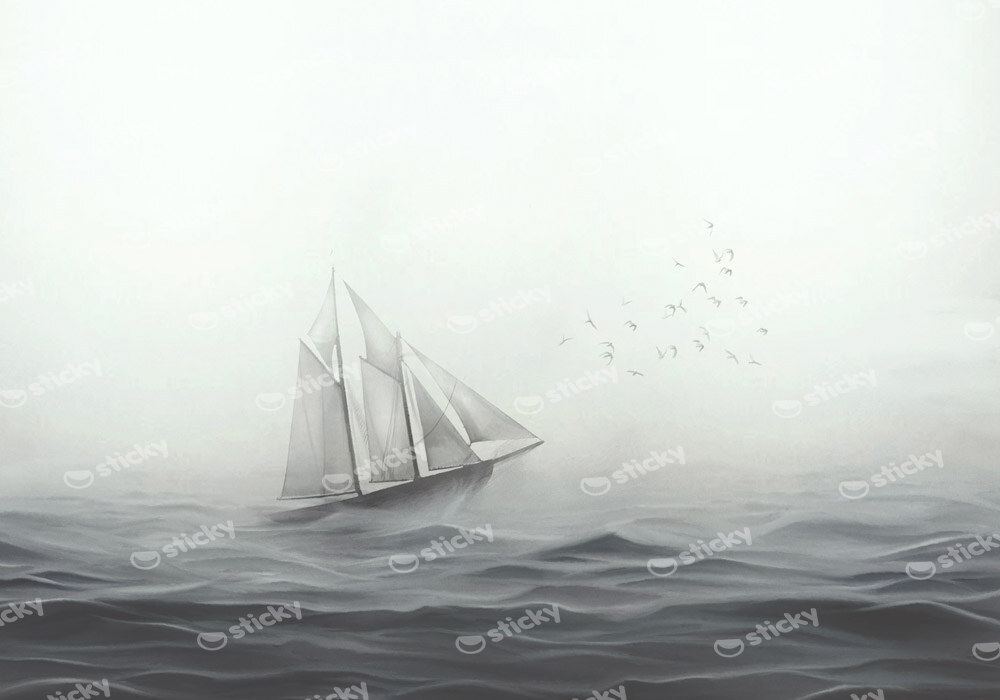 Πινακας σε καμβά SAILING SHIP IN THE FOG