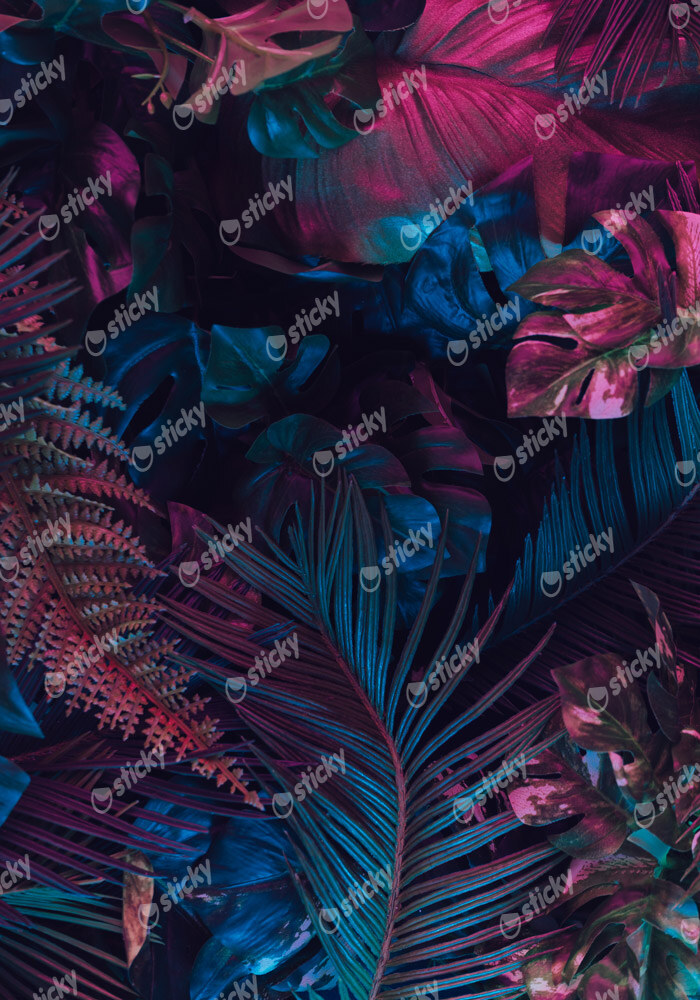 Πινακας σε καμβά FLUROSCENT PALM LEAVES