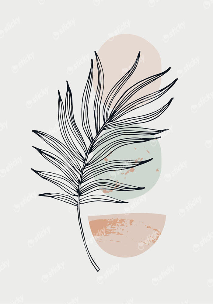 Πόστερ PALM LEAF WITH GEOMETRIC SHAPES