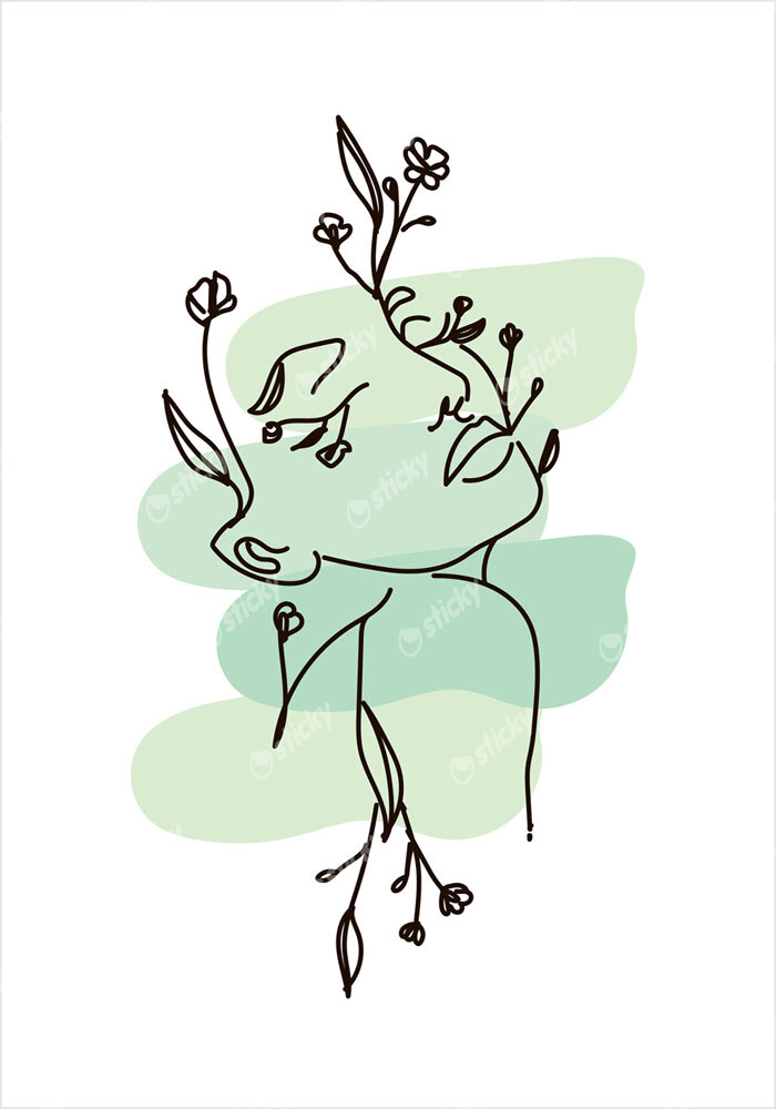 Πόστερ MINIMALISTIC WOMEN FACES WITH FLOWERS 2