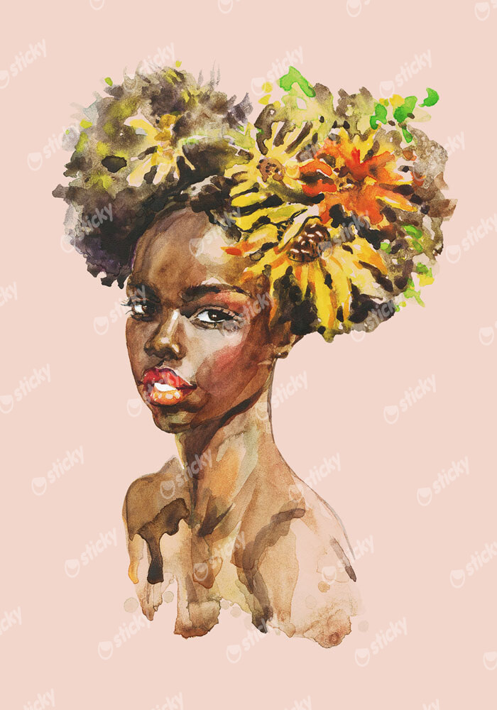 Πόστερ LADY PAINTING WITH FLOWERS ON HEAD